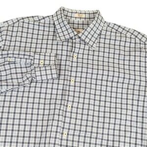 Peter Millar Mens Large Tall Blue White Gingham Cotton Button Down Shirt LT